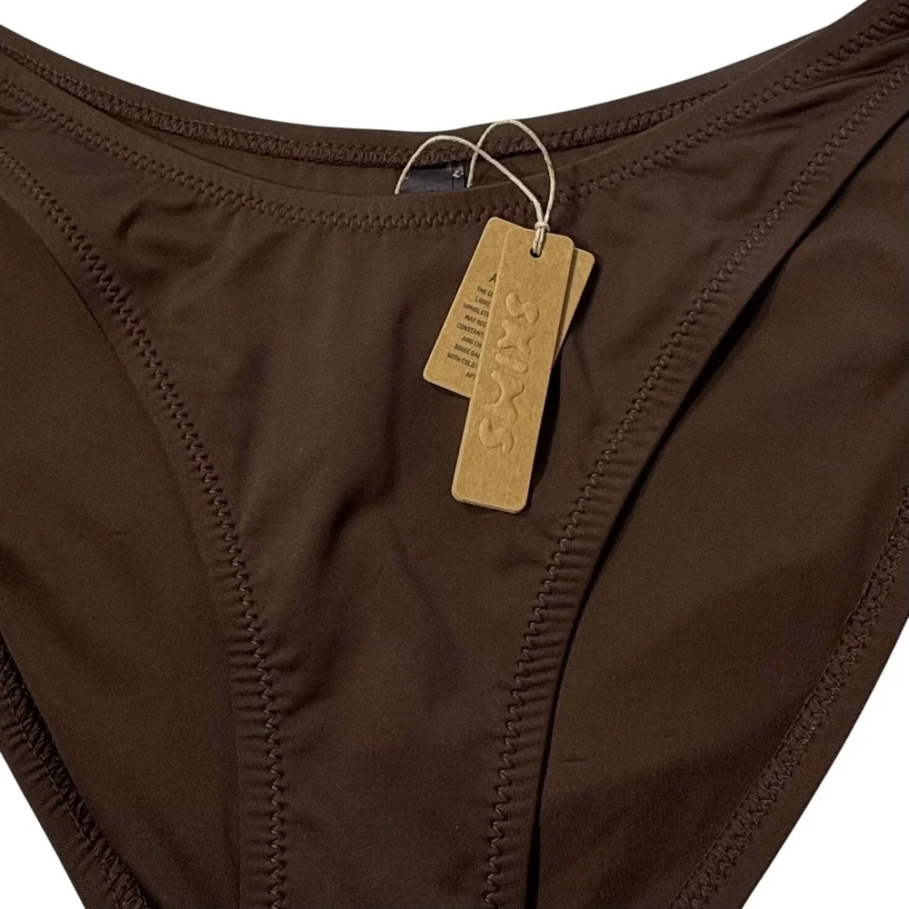 SKIMS Swim Cheeky Tanga Bottoms Cocoa XL